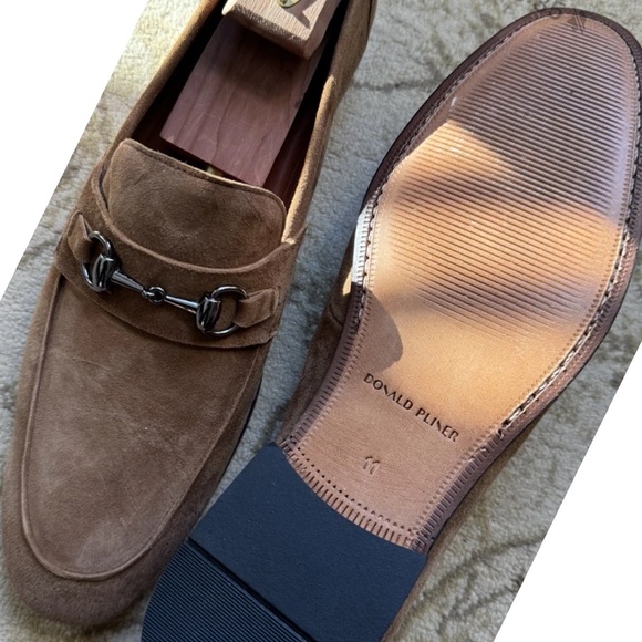 Donald J. Pliner Tan Loafers with Silver Accent